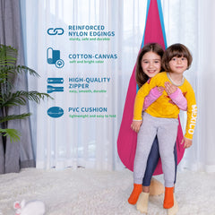 OUTREE Kids Pod Swing Seat side view showing cotton material