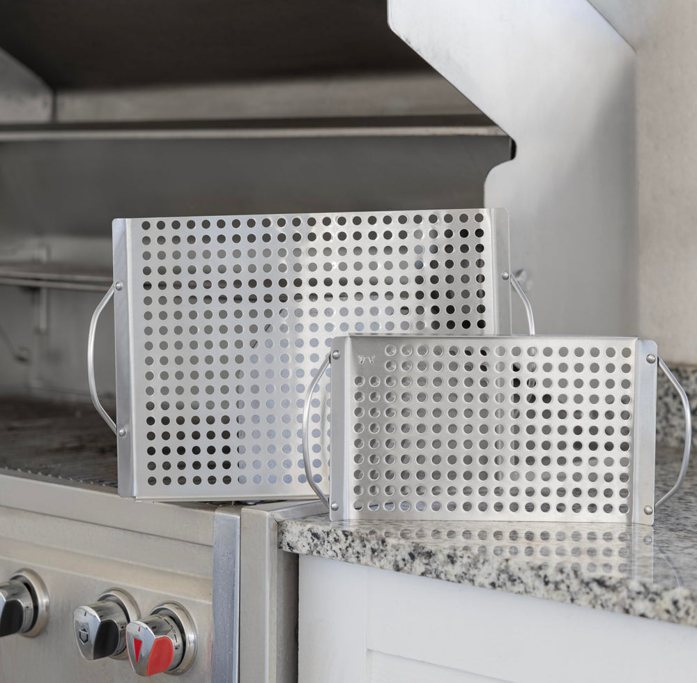Outset Stainless Steel Grill Topper Grid Set in packaging