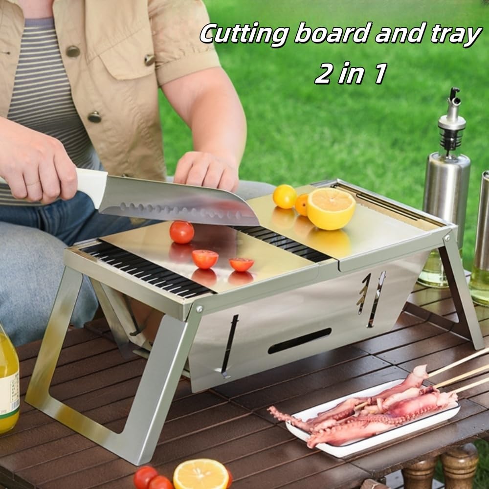 Outspell Portable Charcoal Grill with barbecue accessories set