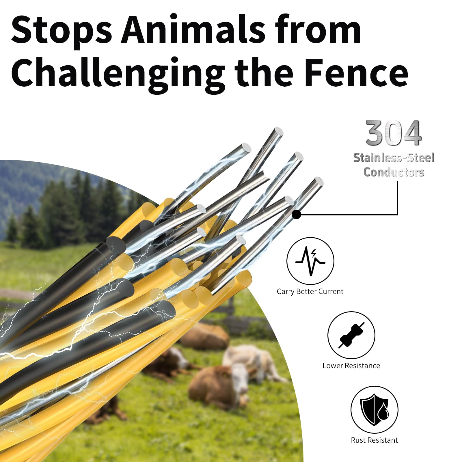 Outtive Electric Fence Polywire installed in a farm setting