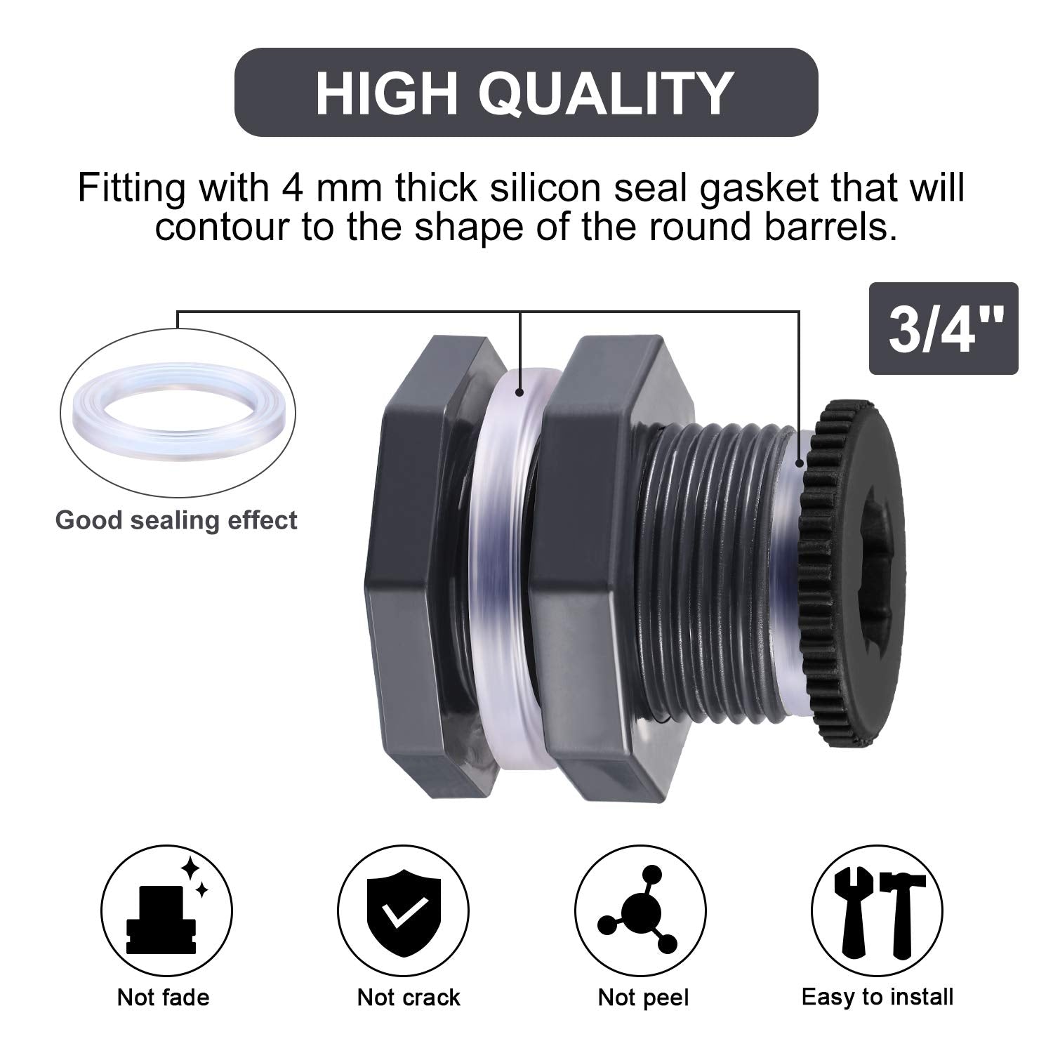Outus 3/4 Inch Bulkhead Fitting with plug installed on a water tank