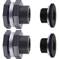Outus 3/4 Inch PVC Bulkhead Fitting front view in dark grey