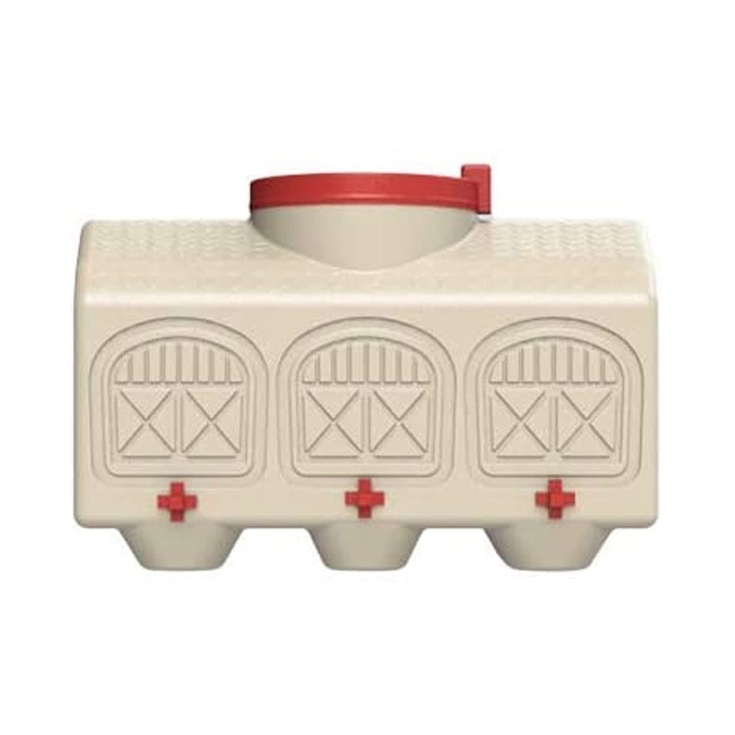 OverEZ Chicken Waterer 12 Gallon beige and red model front view