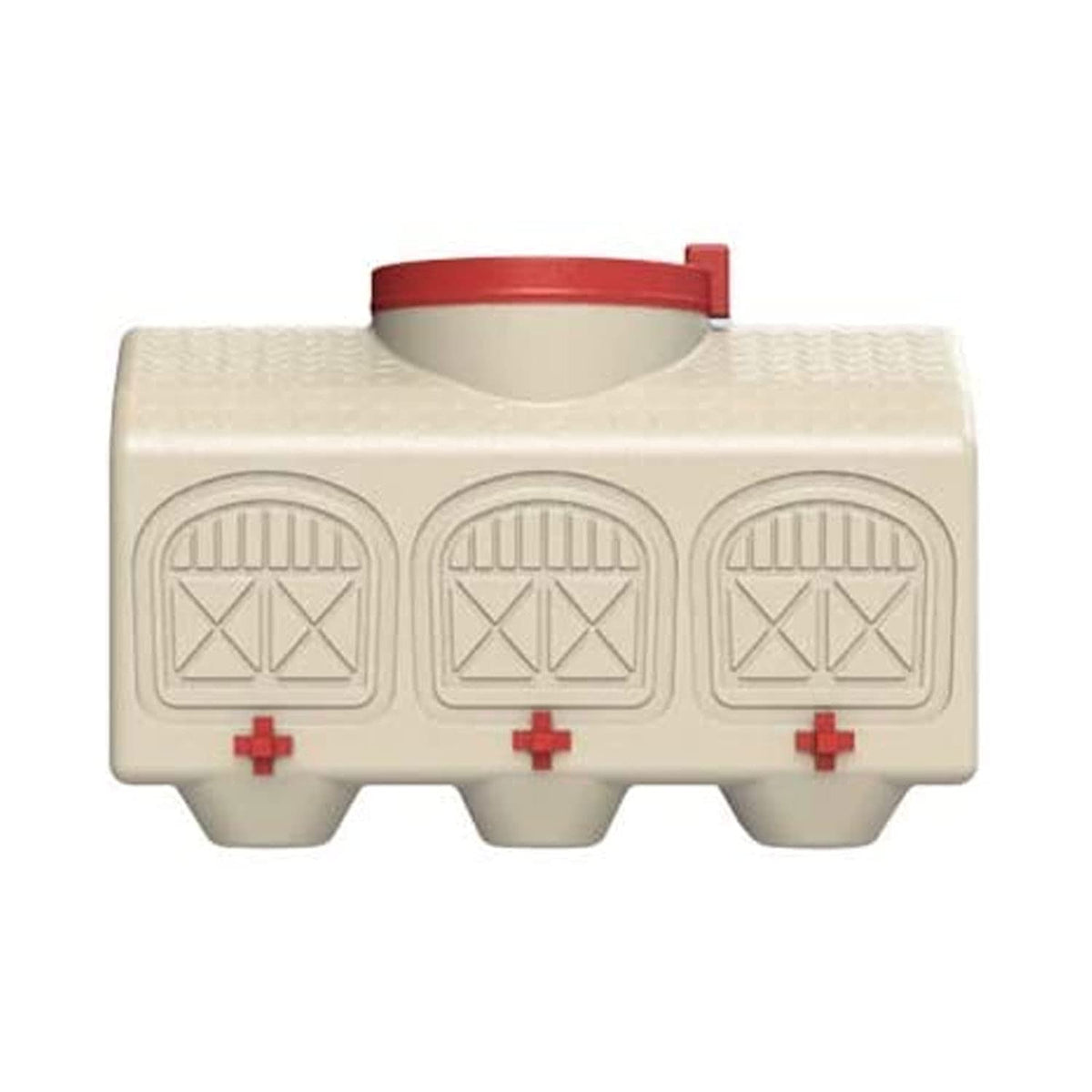 OverEZ Chicken Waterer 12 Gallon beige and red model front view
