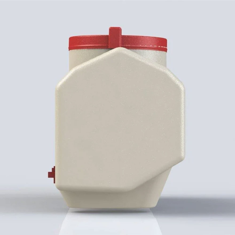 OverEZ Chicken Waterer in outdoor setting with chickens drinking