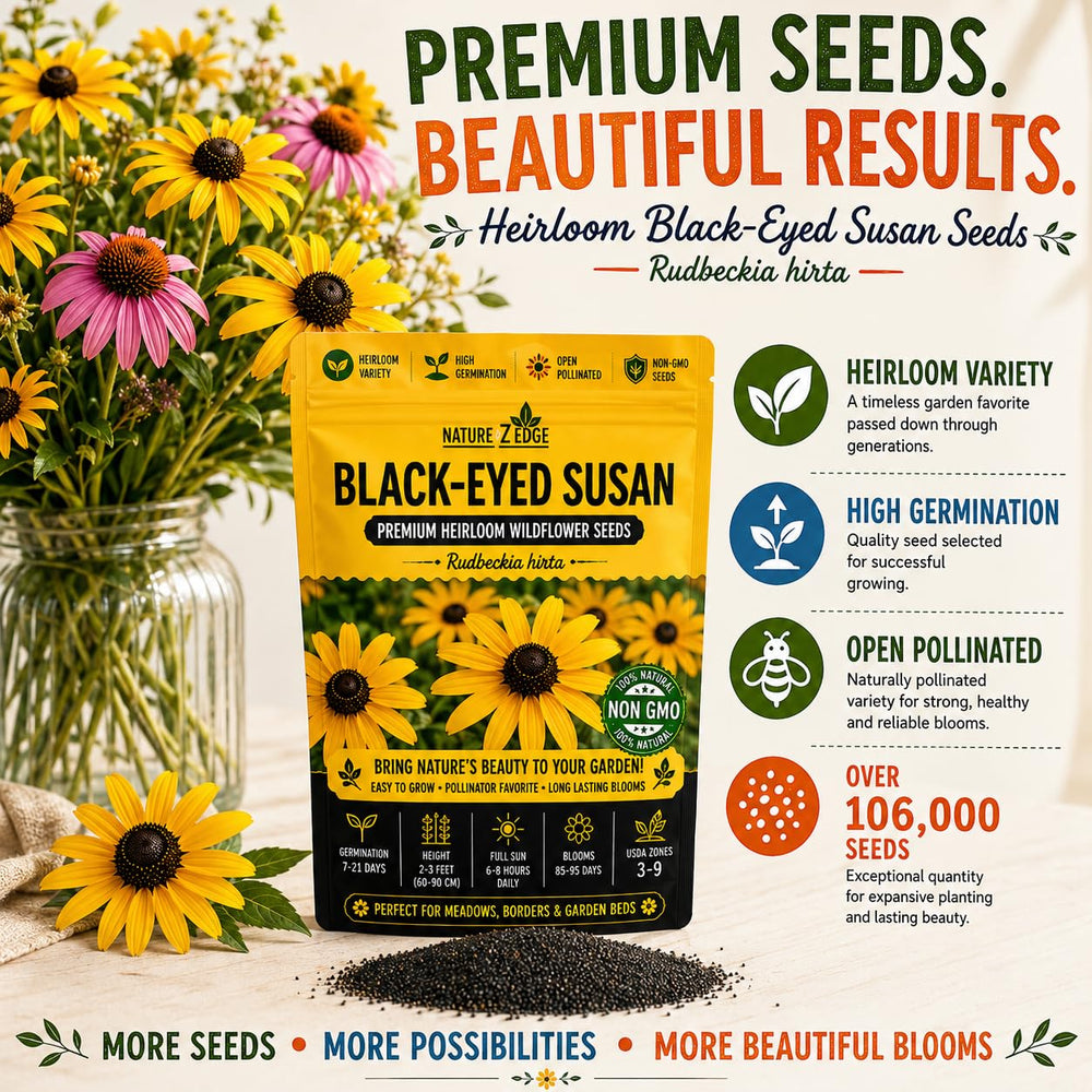 Overview of a vibrant garden with Black Eyed Susan flowers