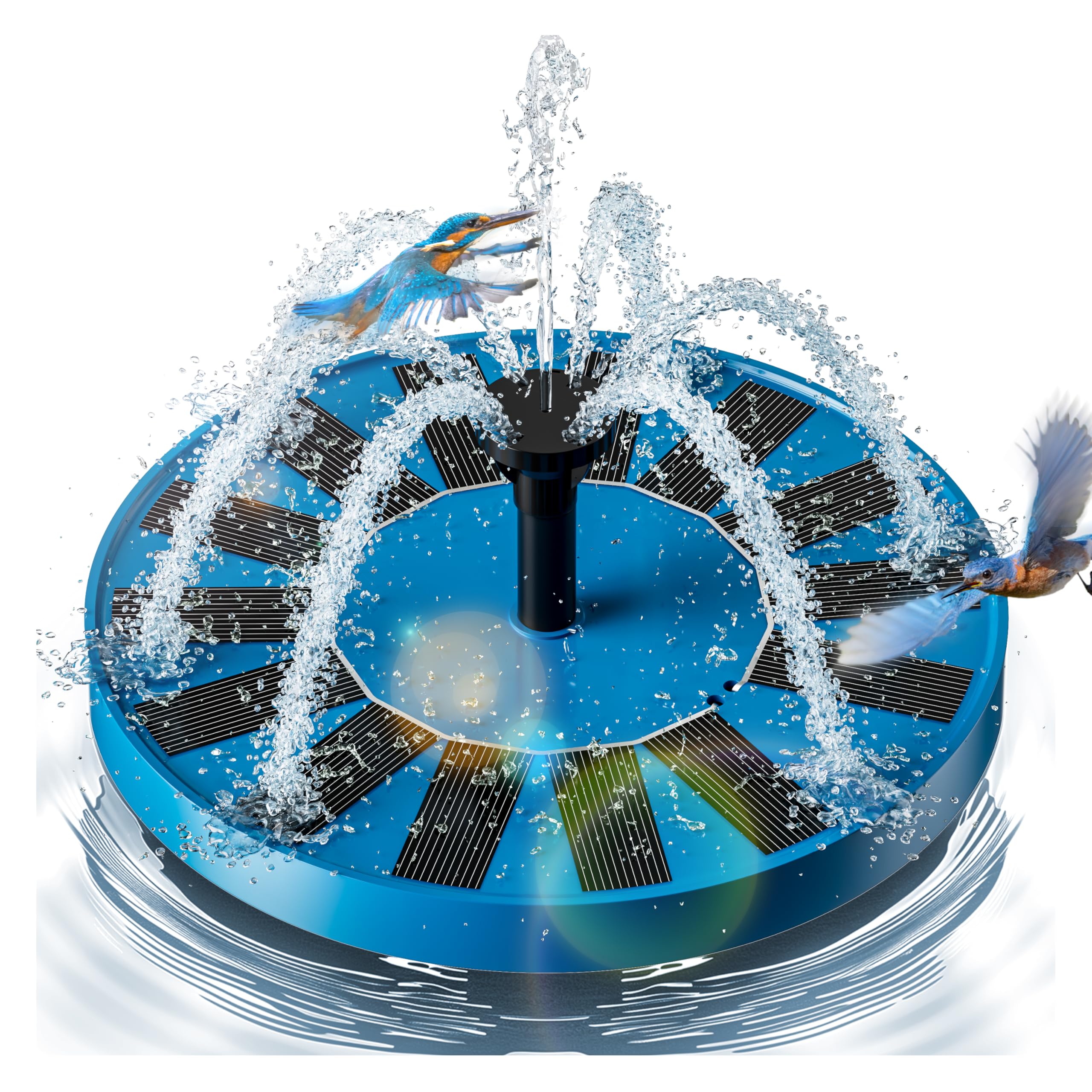 OVIBIRD Solar Bird Bath Fountain blue model front view