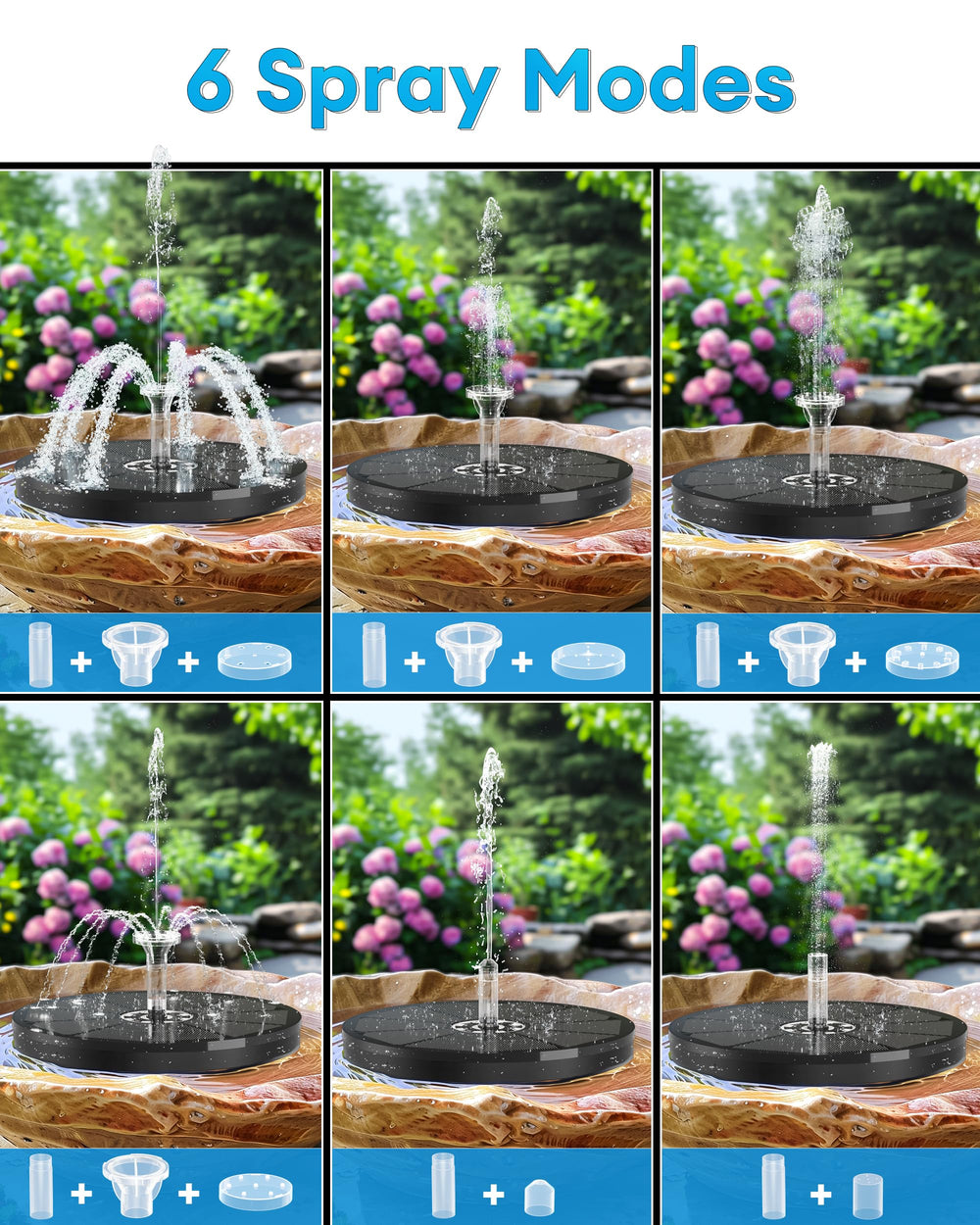OVIBIRD solar fountain installed in a small garden pond