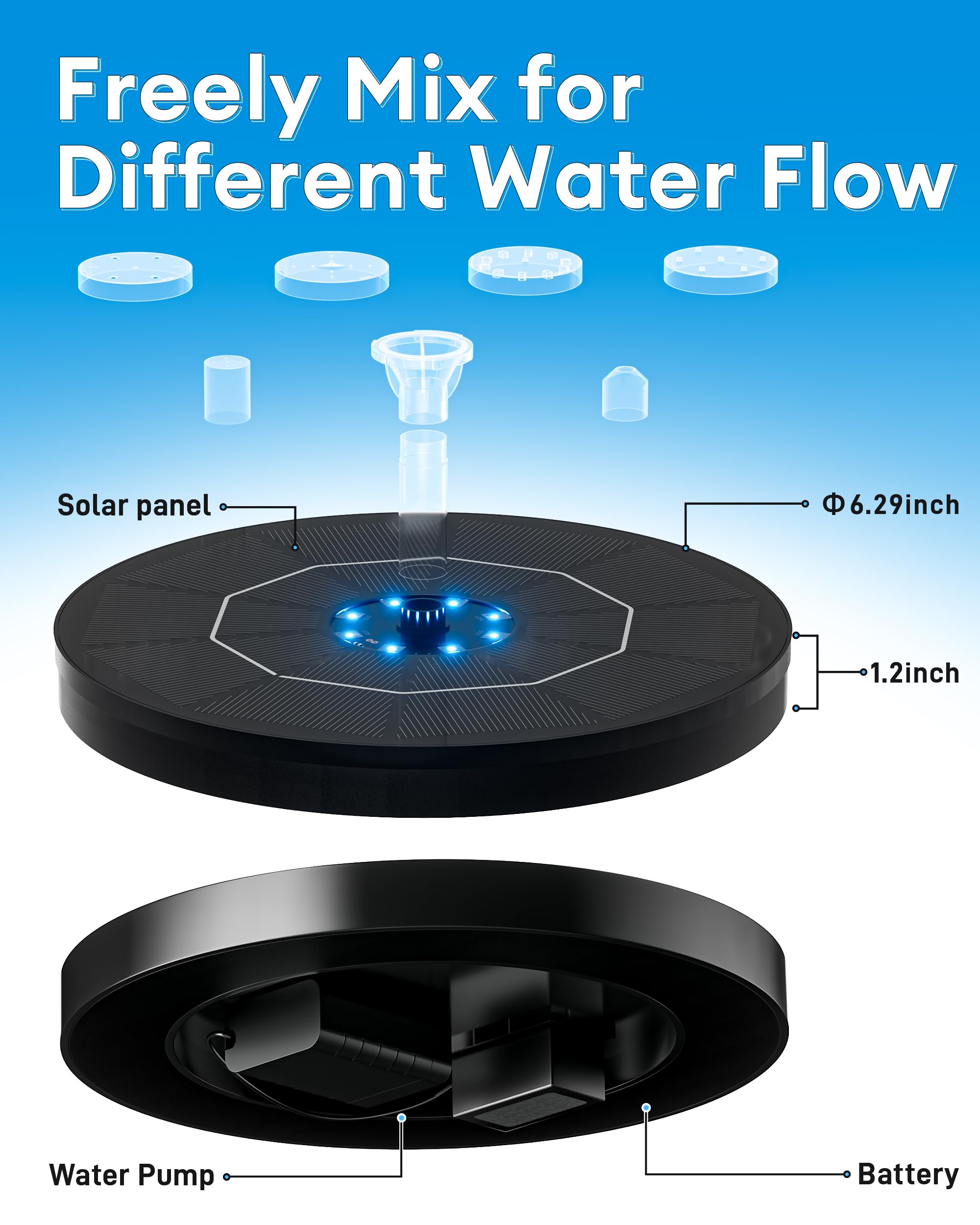 OVIBIRD solar fountain packed with user manual and accessories