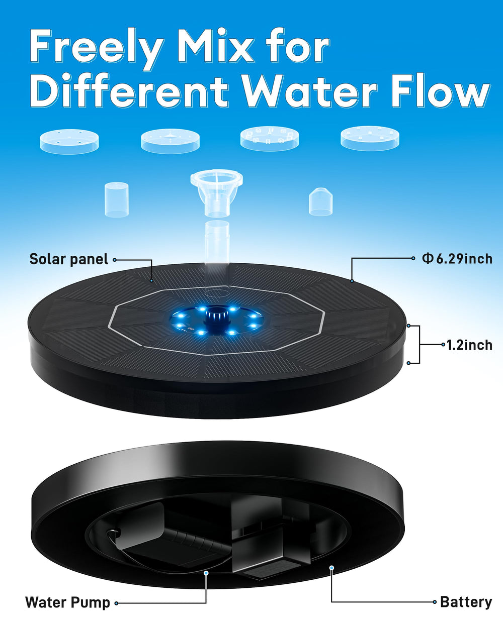 OVIBIRD solar fountain packed with user manual and accessories