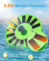 OVIBIRD Solar Fountain showing six interchangeable nozzles