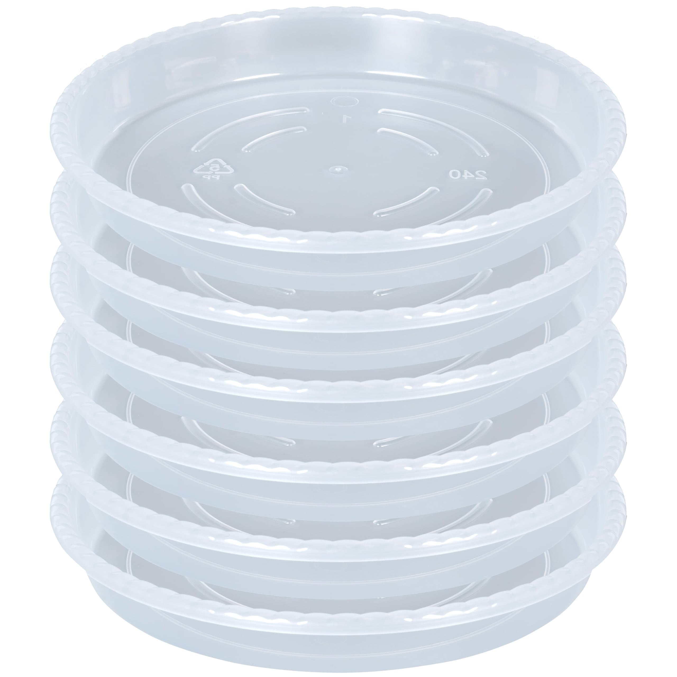 OVZILKI 10 inch clear plastic plant saucer front view
