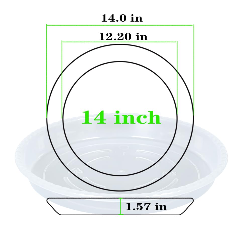 OVZILKI 14-inch plant saucer showing bottom diameter