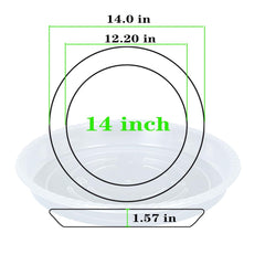 OVZILKI 14-inch plant saucer showing bottom diameter