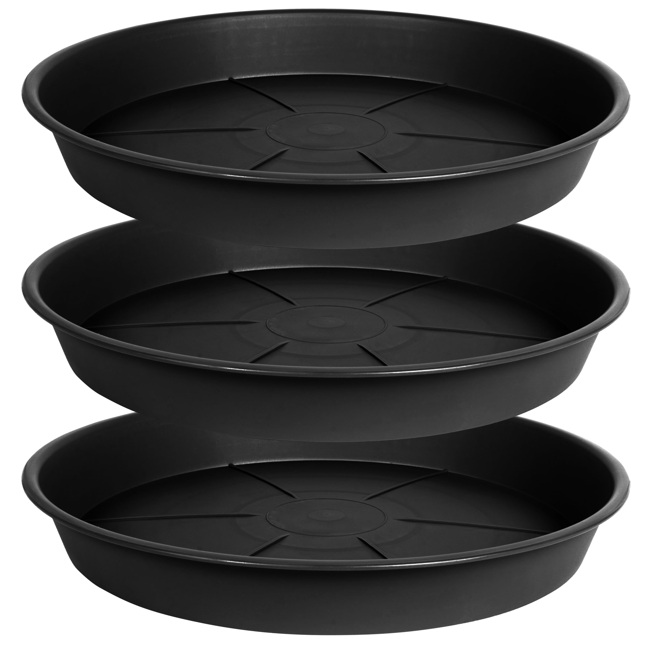 OVZILKI 16 inch plant saucer tray front view, black