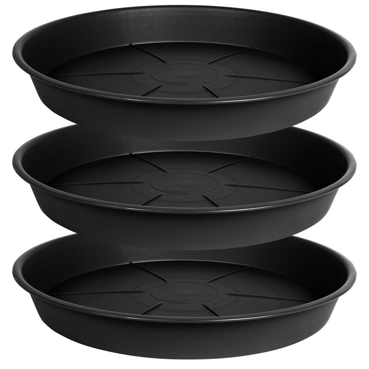 OVZILKI 16 inch plant saucer tray front view, black