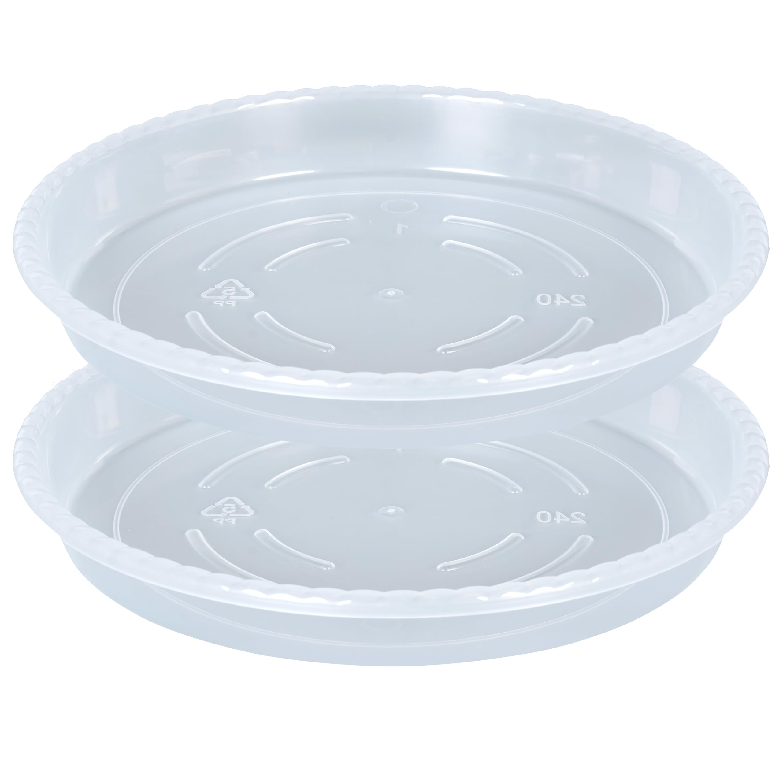 OVZILKI 8 inch plant saucer clear plastic front view