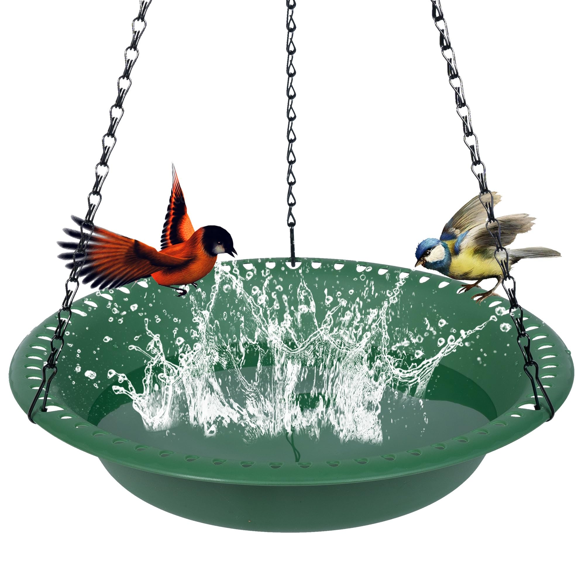OVZILKI Bird Bath Bowl 10.5 inch green front view