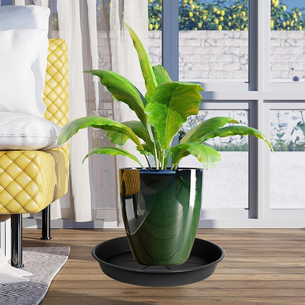 OVZILKI plant saucer tray in use under a flower pot