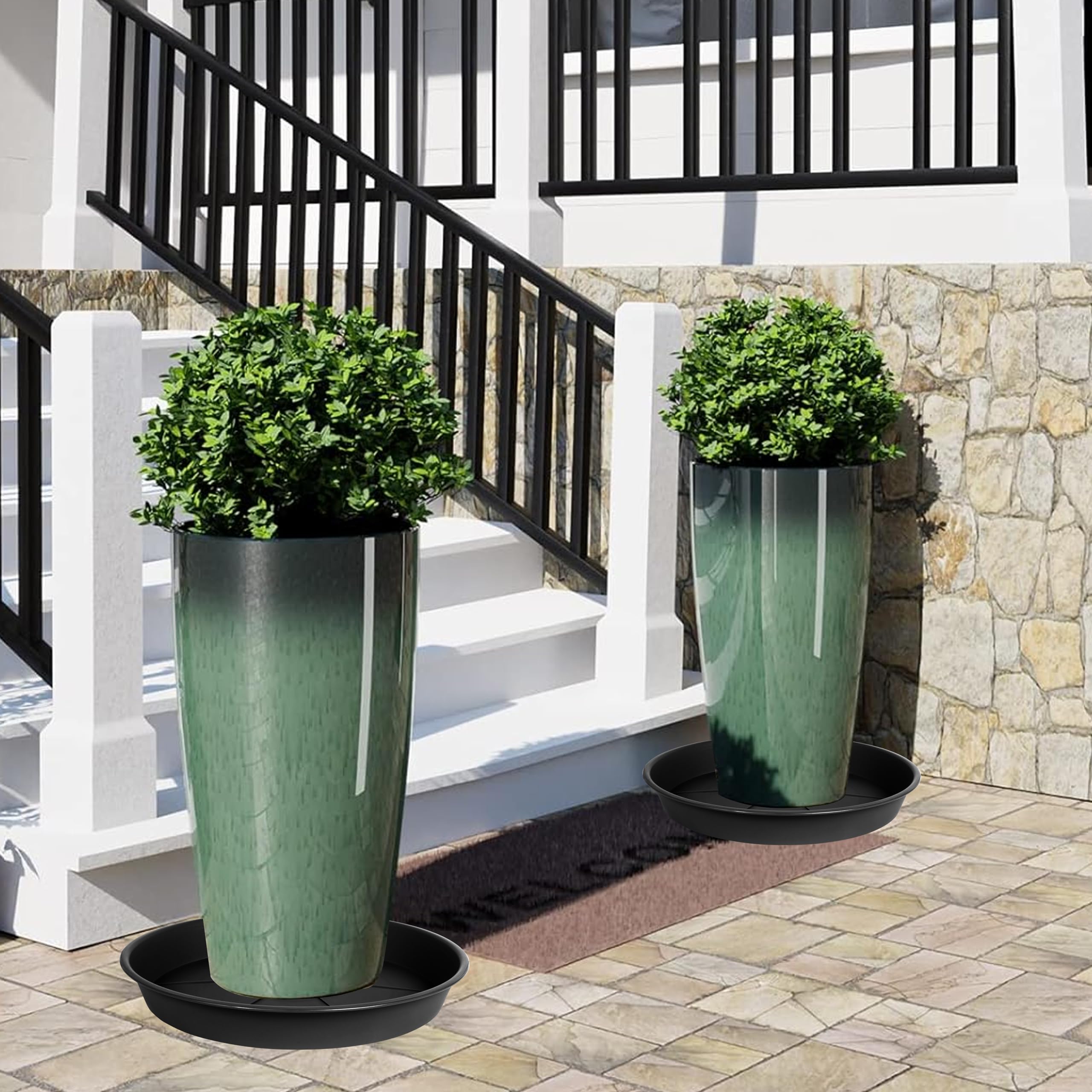 OVZILKI plant saucer tray stacked for storage