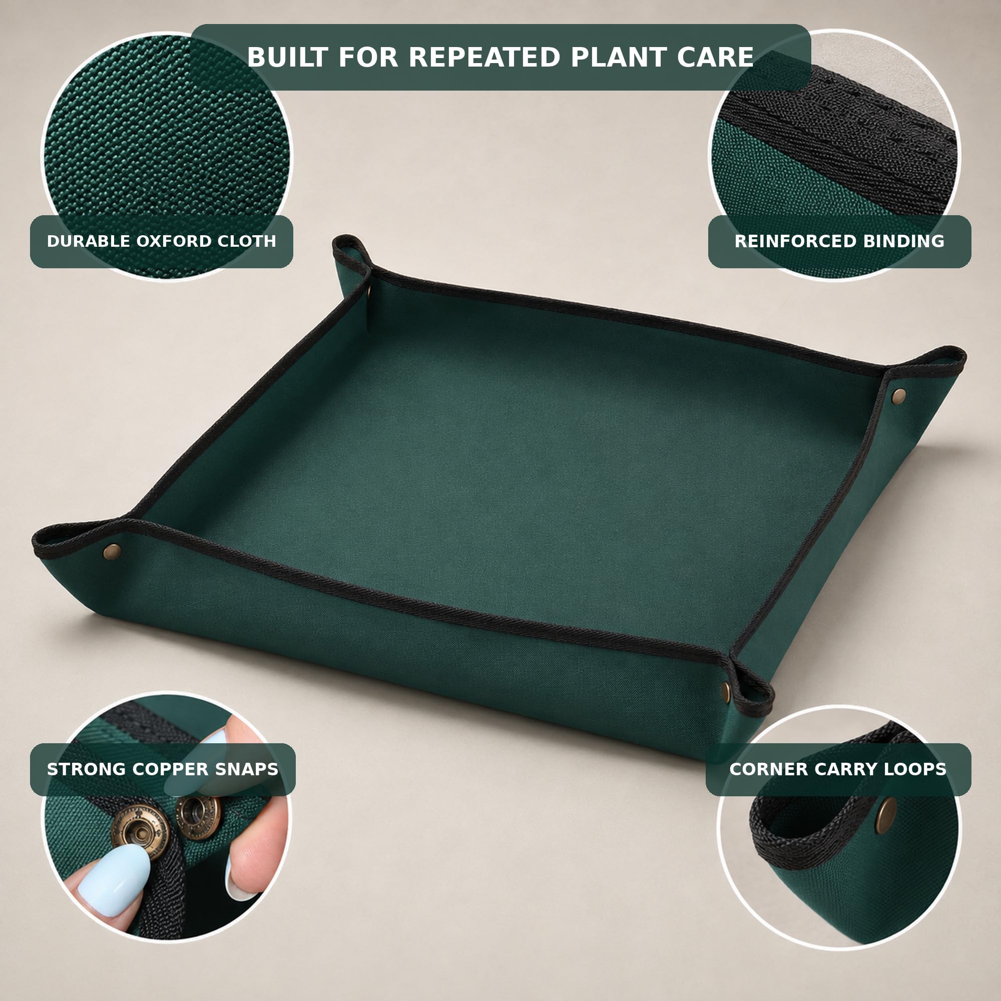 Owl Focus Repotting Mat with small potted flowers