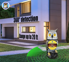 Owlery Brown Solar Owl in garden setting