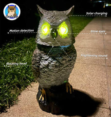 Owlery Brown Solar Owl with solar panel and USB cable
