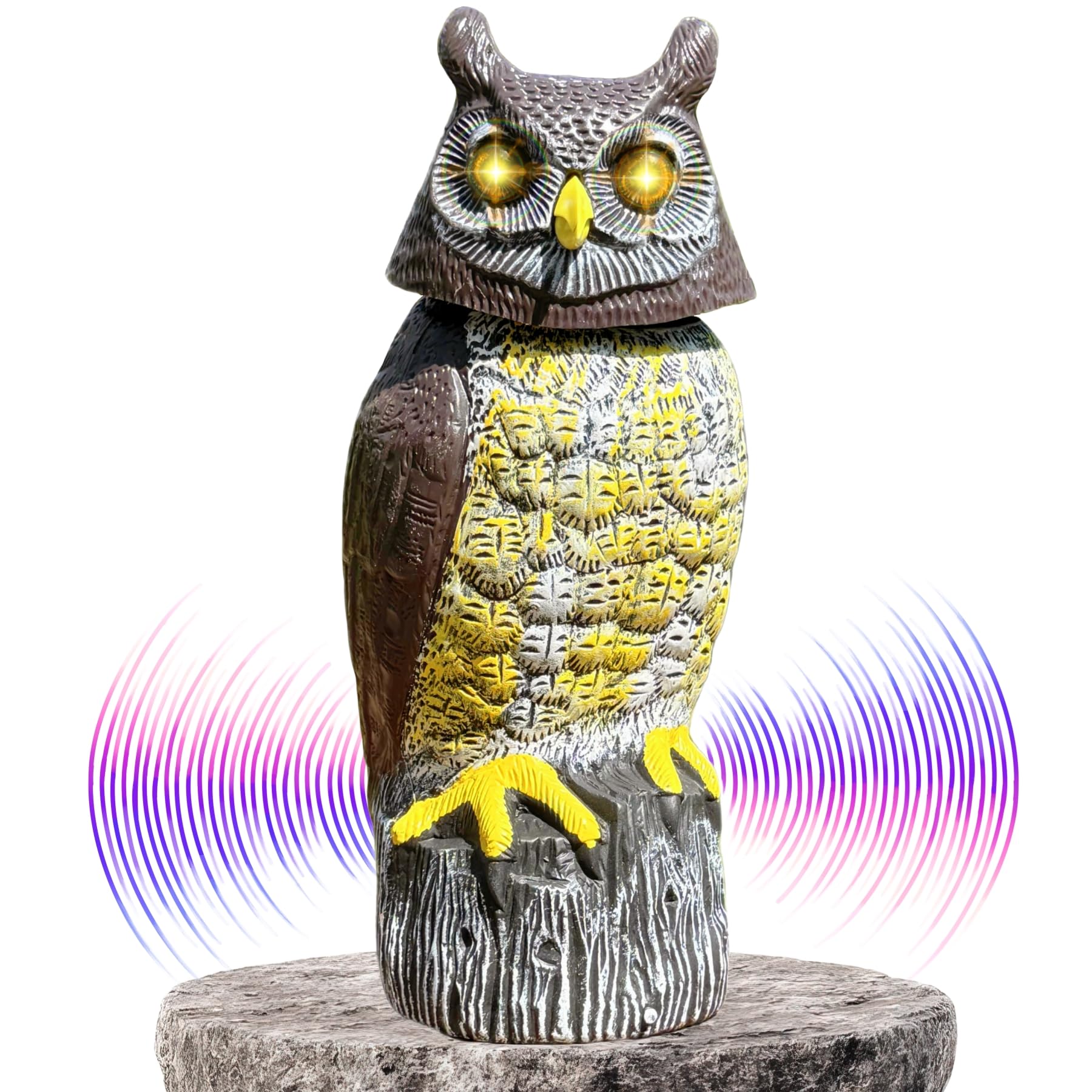 Owlery Large Solar Owl front view with multicolor finish