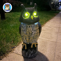 Owlery Solar Owl in garden setting