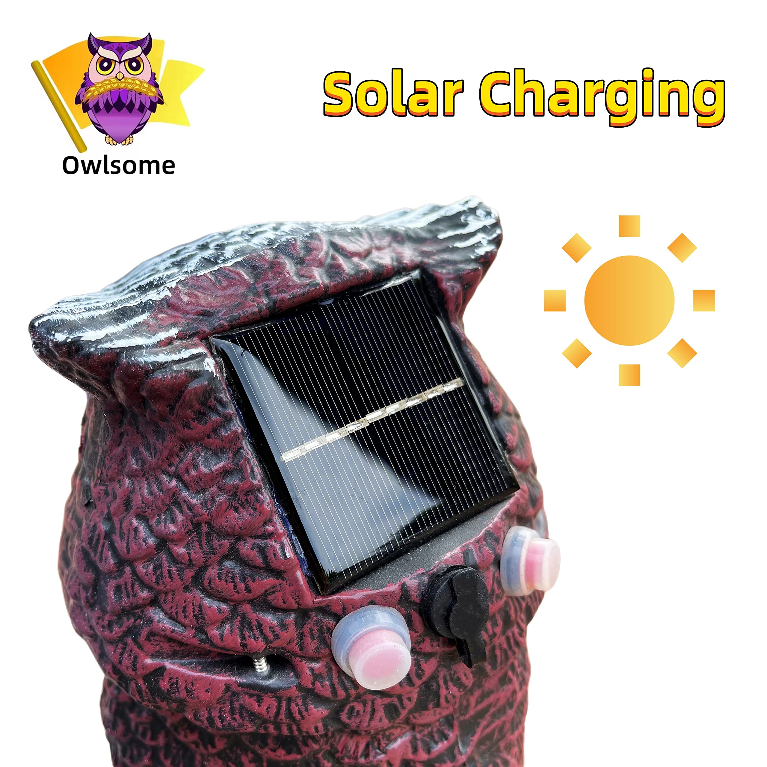 Owlsome Solar Red Owl in outdoor setting