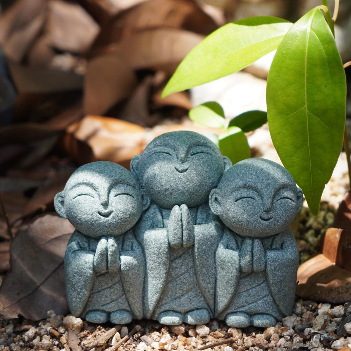 OwMell Jizo Monk Buddha Statue smiling front view