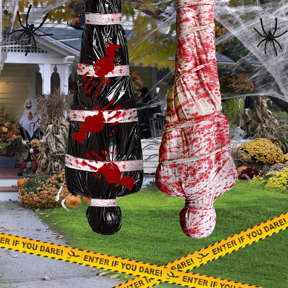 OWNONE 1 inflatable corpse prop front view with spider web