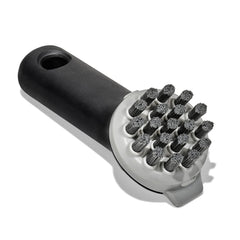 OXO Cast Iron Scrub Brush front view with angled bristles