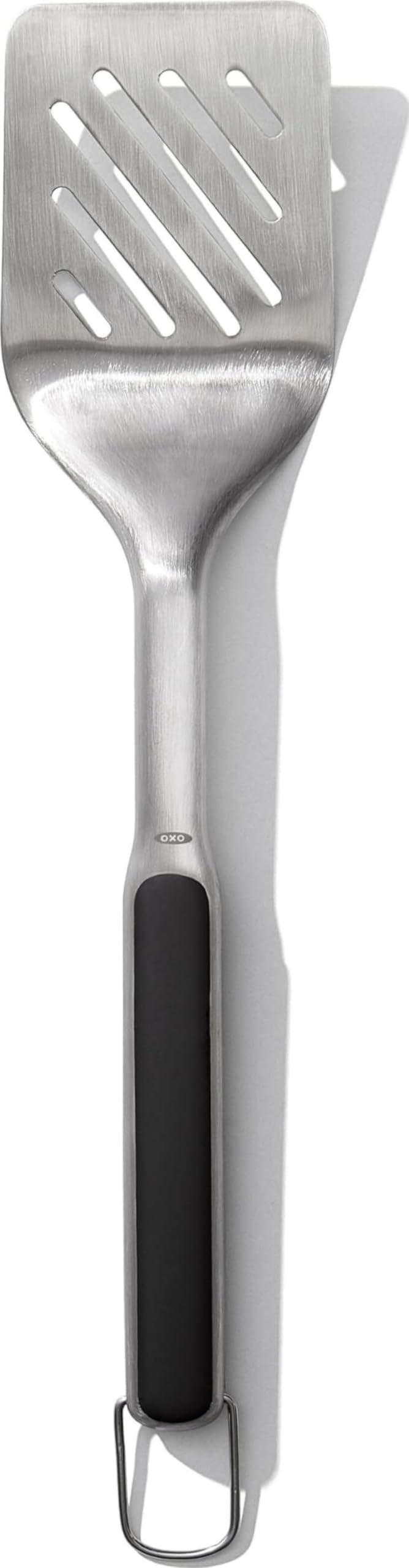OXO Outdoor Grilling Turner front view with stainless steel finish