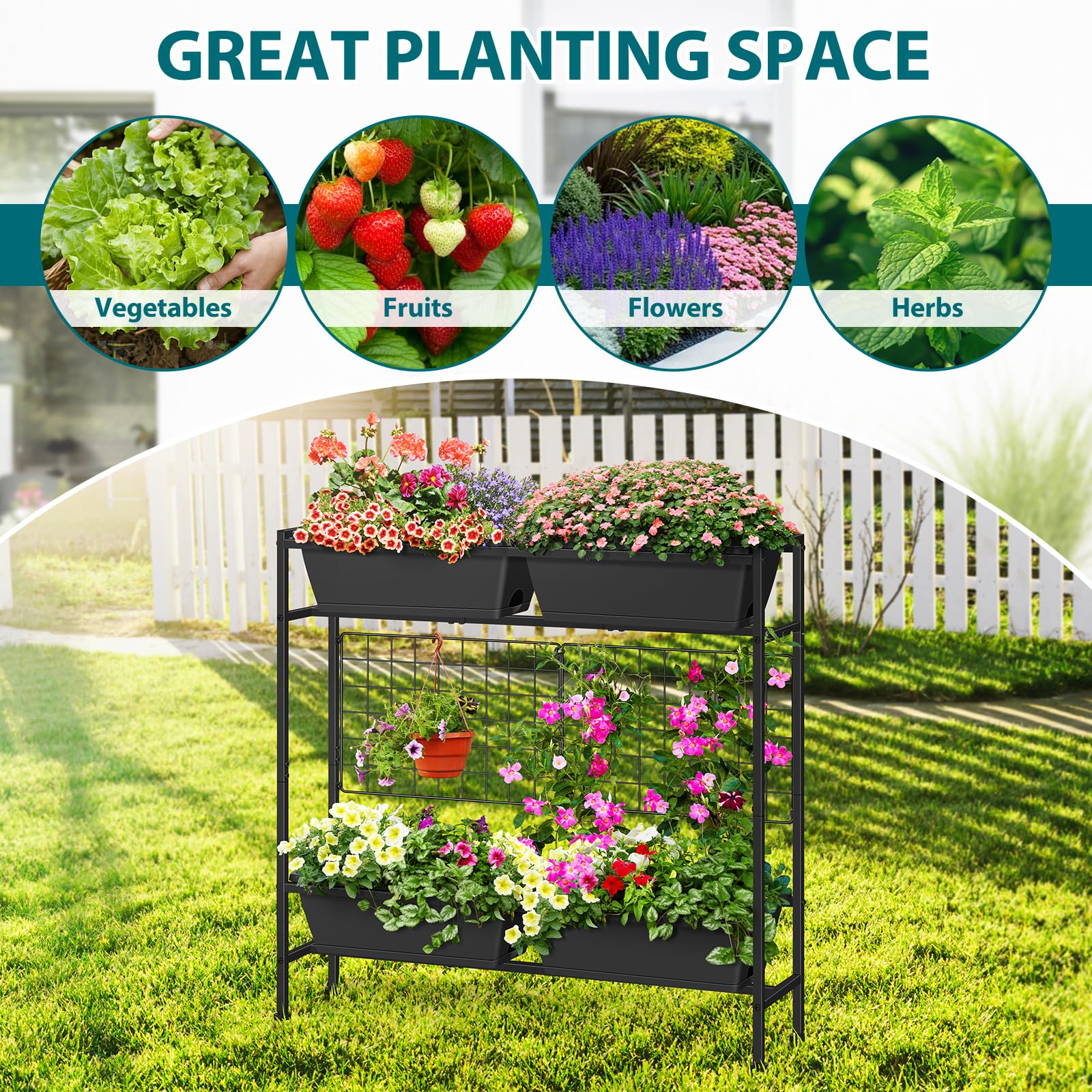 OYEAL Raised Garden Bed with vegetables growing
