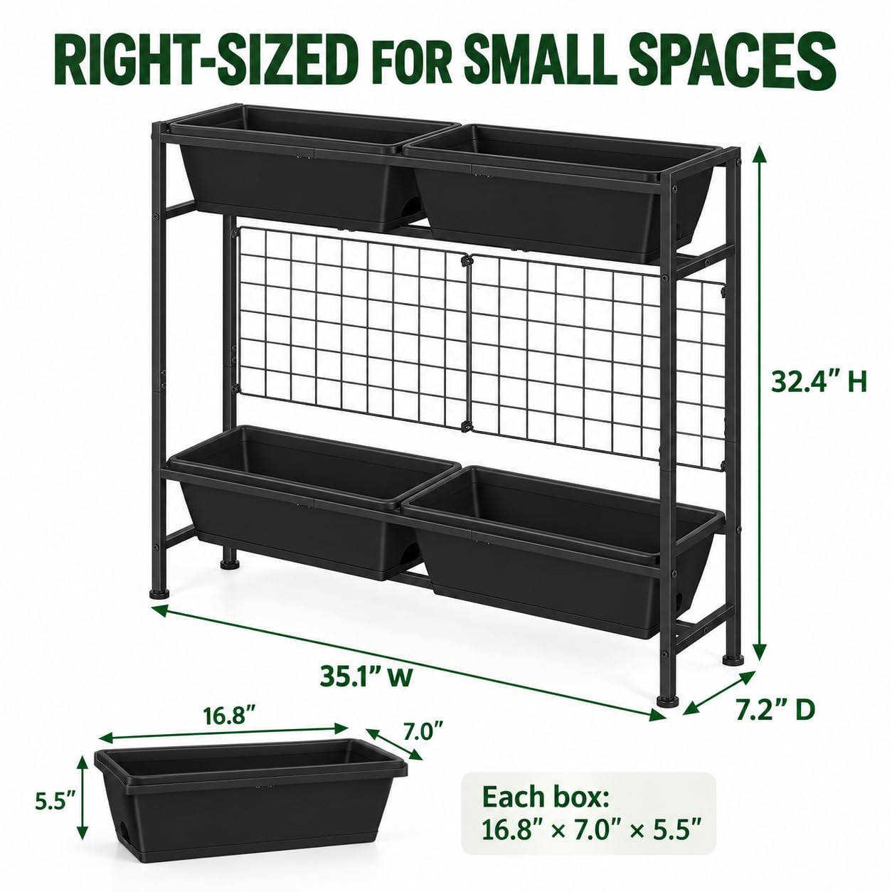 OYEAL vertical raised garden bed with four planters and trellis