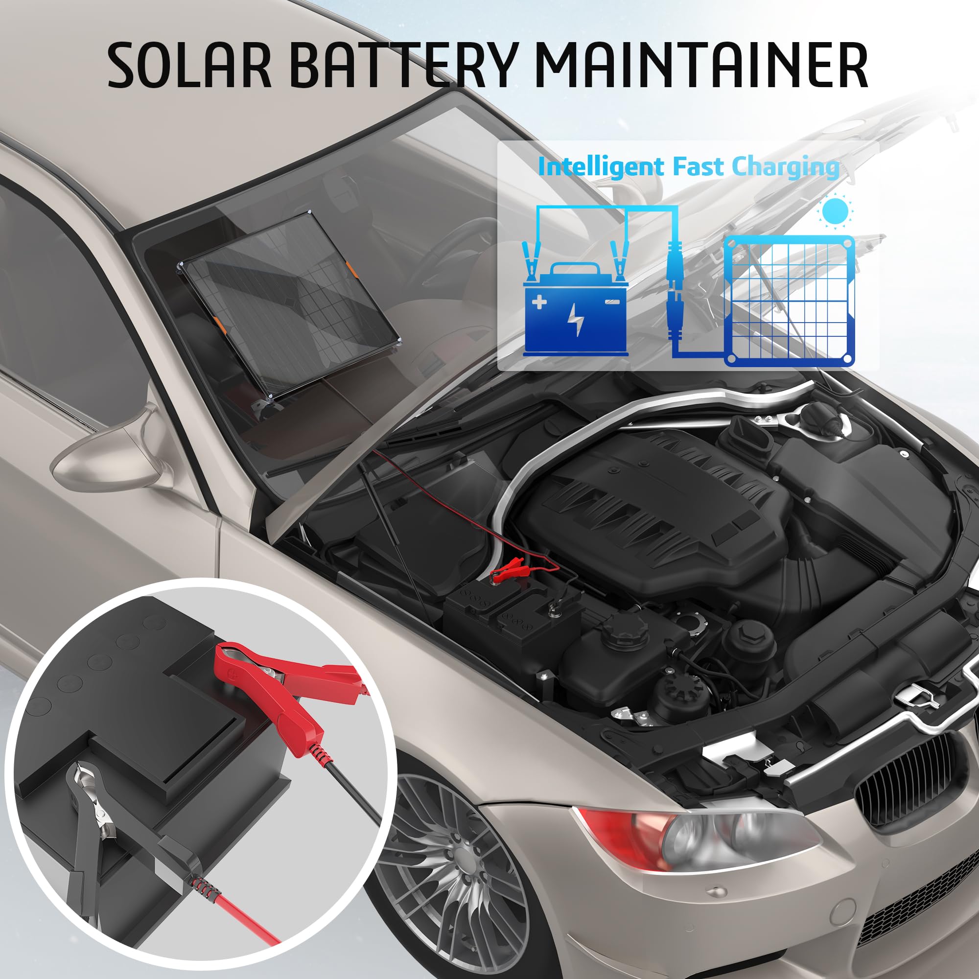 OYMSAE 10W solar panel indicator lights for charging status
