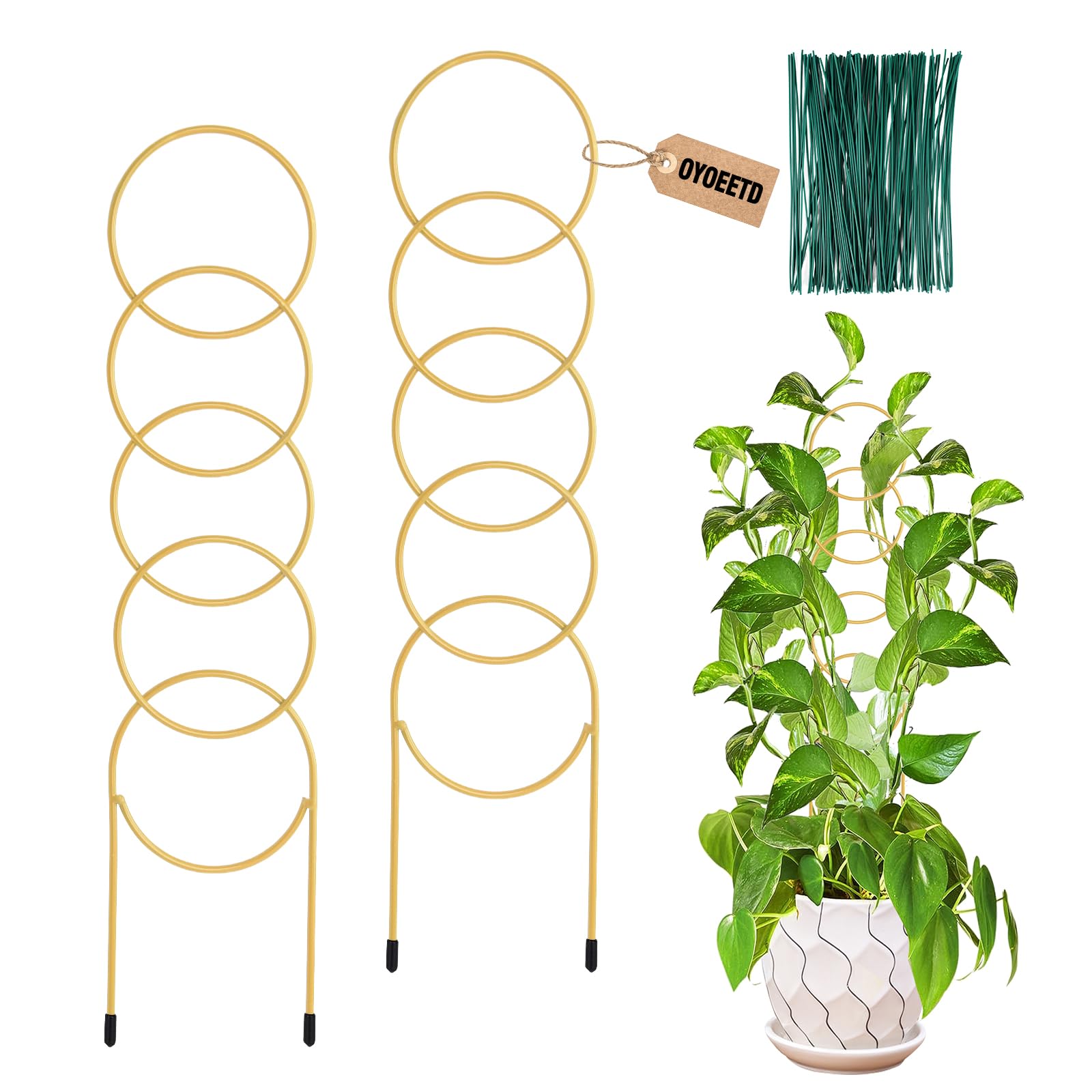 OYOEETD Metal Plant Trellis Set, two pieces with green tie straps