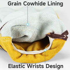 OZERO Leather Work Gloves back view, showing elastic wrist