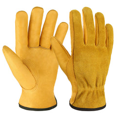 OZERO Leather Work Gloves front view, medium size