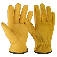 OZERO Leather Work Gloves in Gold, front view