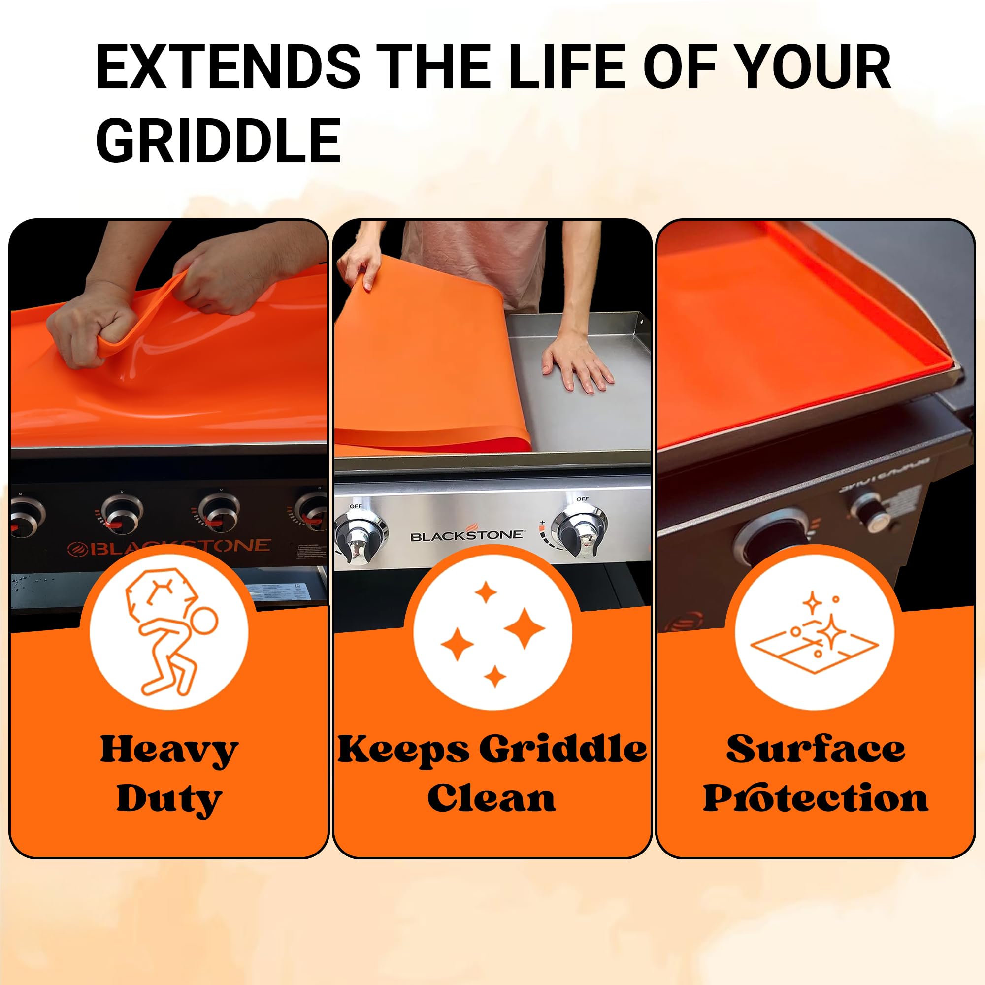 OZG silicone griddle mat dimensions on table