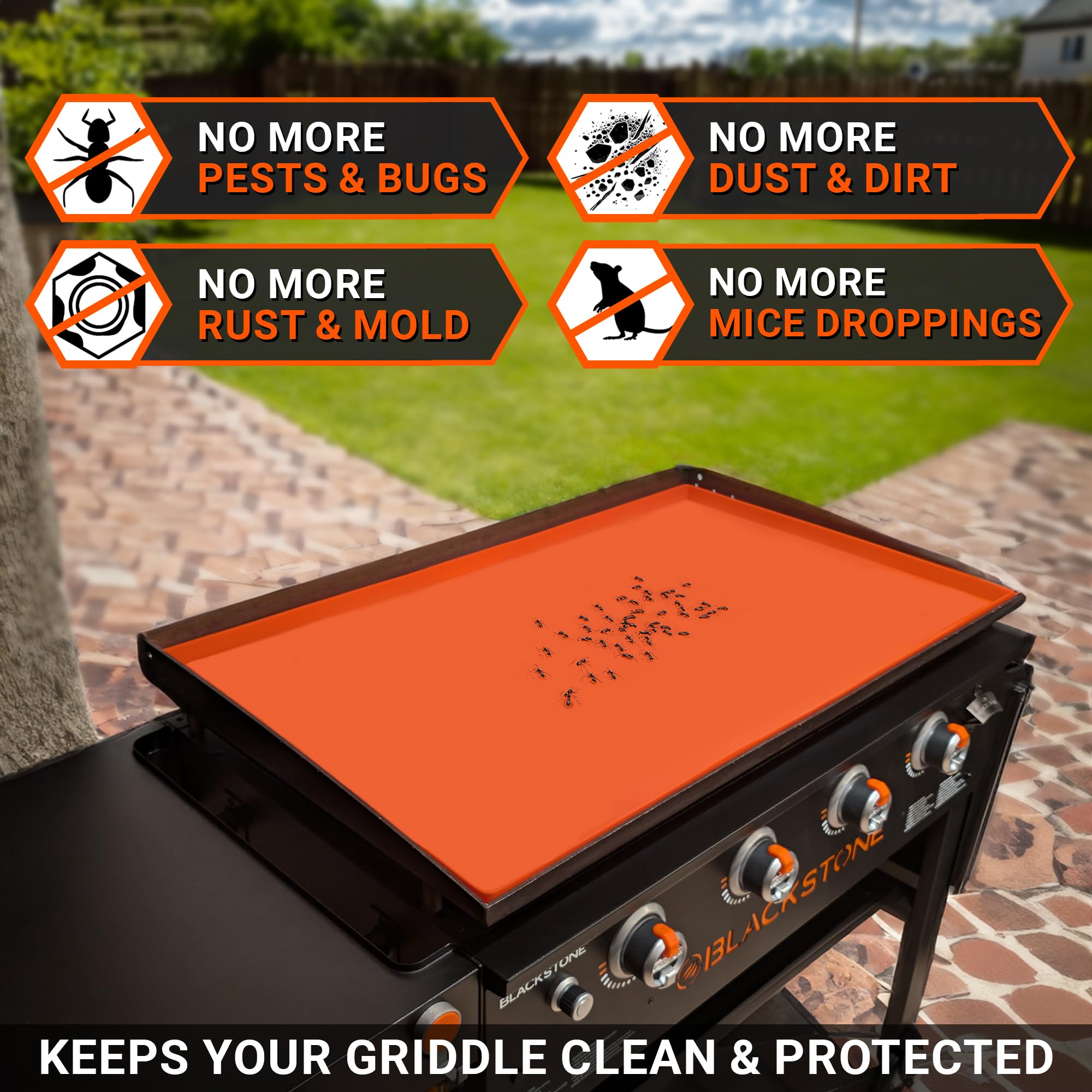 OZG silicone mat showing full coverage on grill