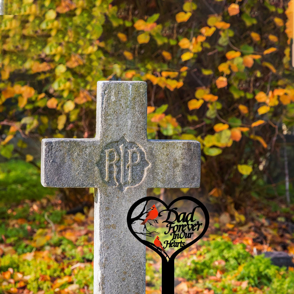 OZIO Heart Memorial Grave Marker displayed in a cemetery setting