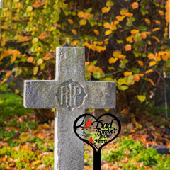 OZIO Heart Memorial Grave Marker displayed in a cemetery setting