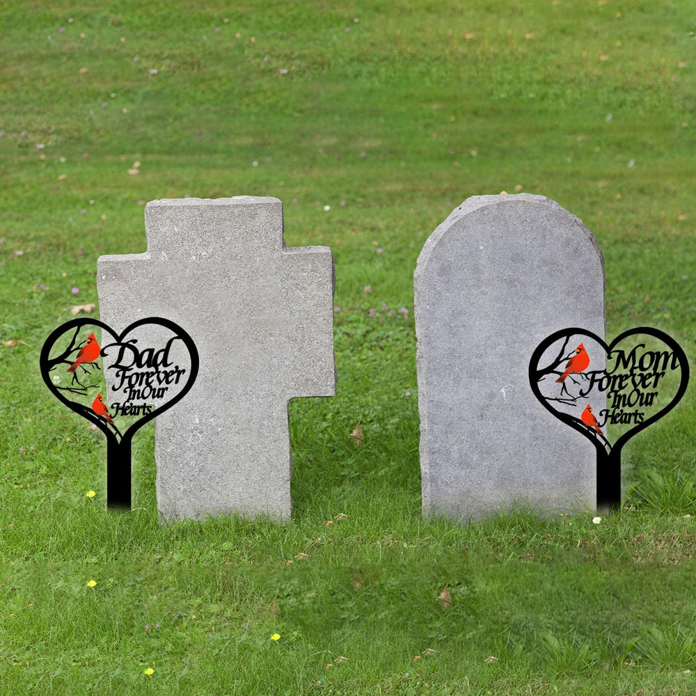 OZIO Heart Memorial Grave Marker in natural outdoor lighting