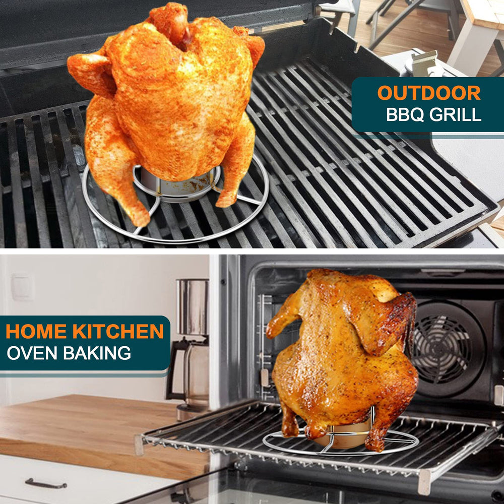 P&P CHEF beer can chicken holder showing smooth edges and solid welds