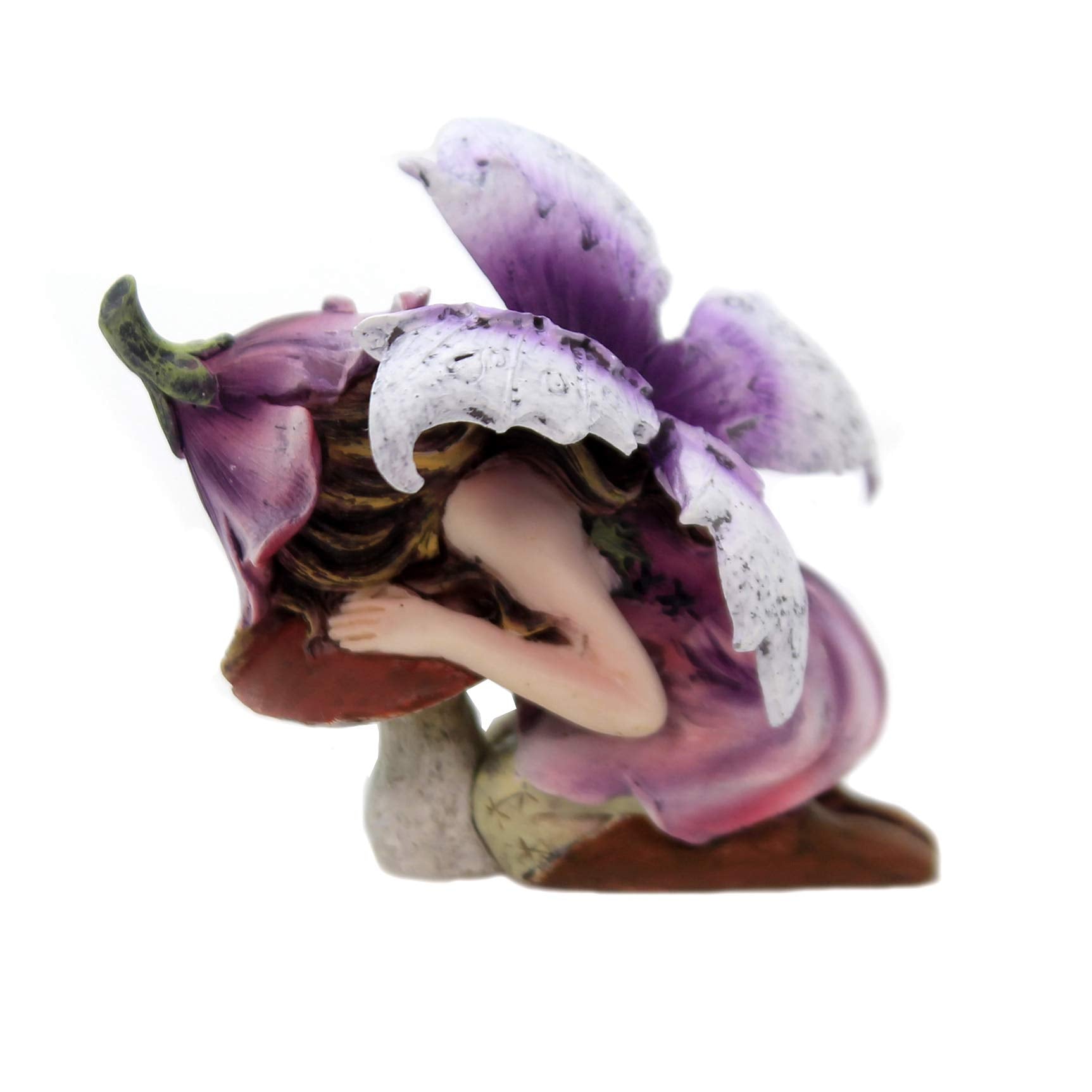 Pacific Giftware Fairy Garden Flower Fairy Figurine side view with toadstool and snail