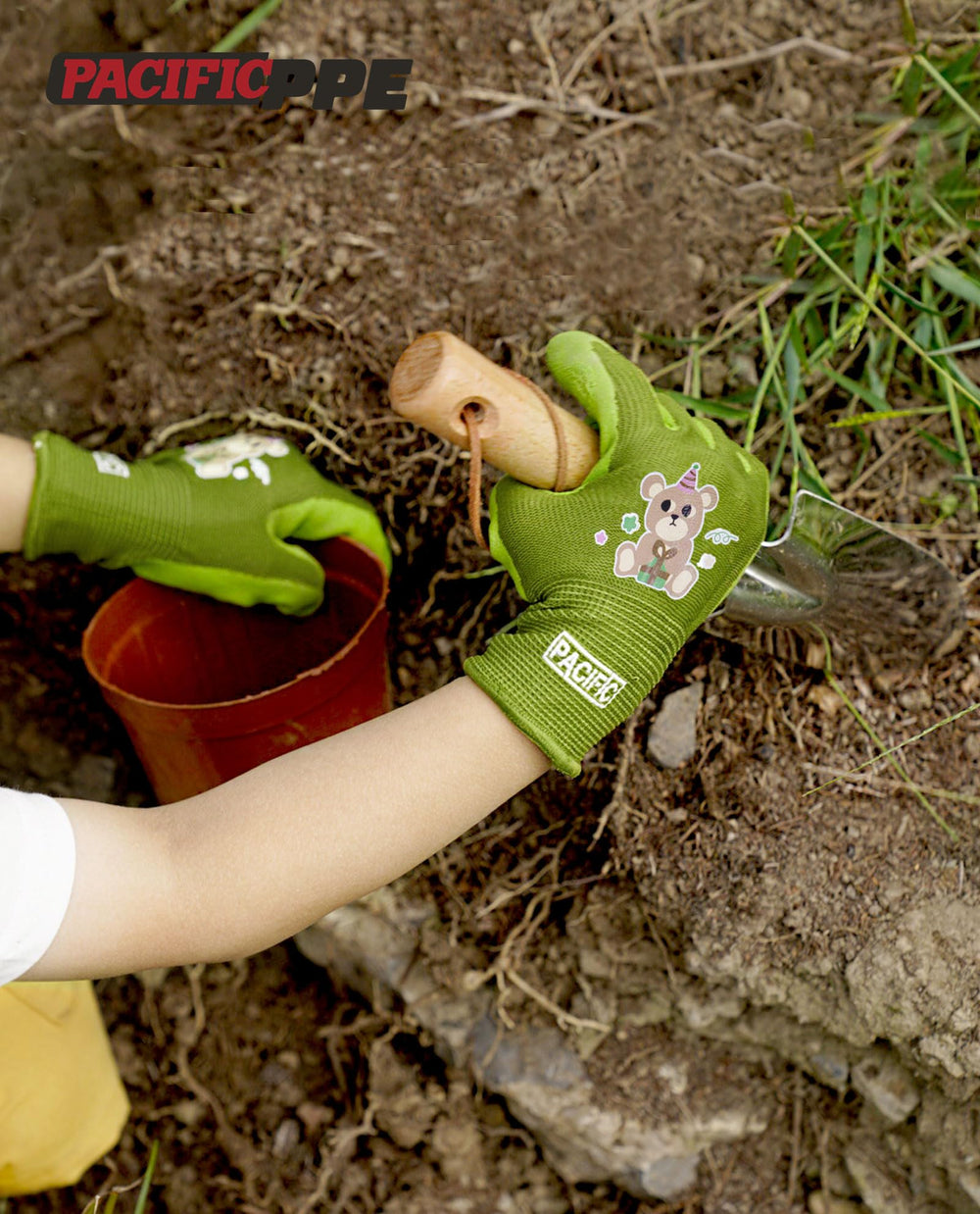 PACIFIC PPE Kids Gardening Gloves showing blue colour