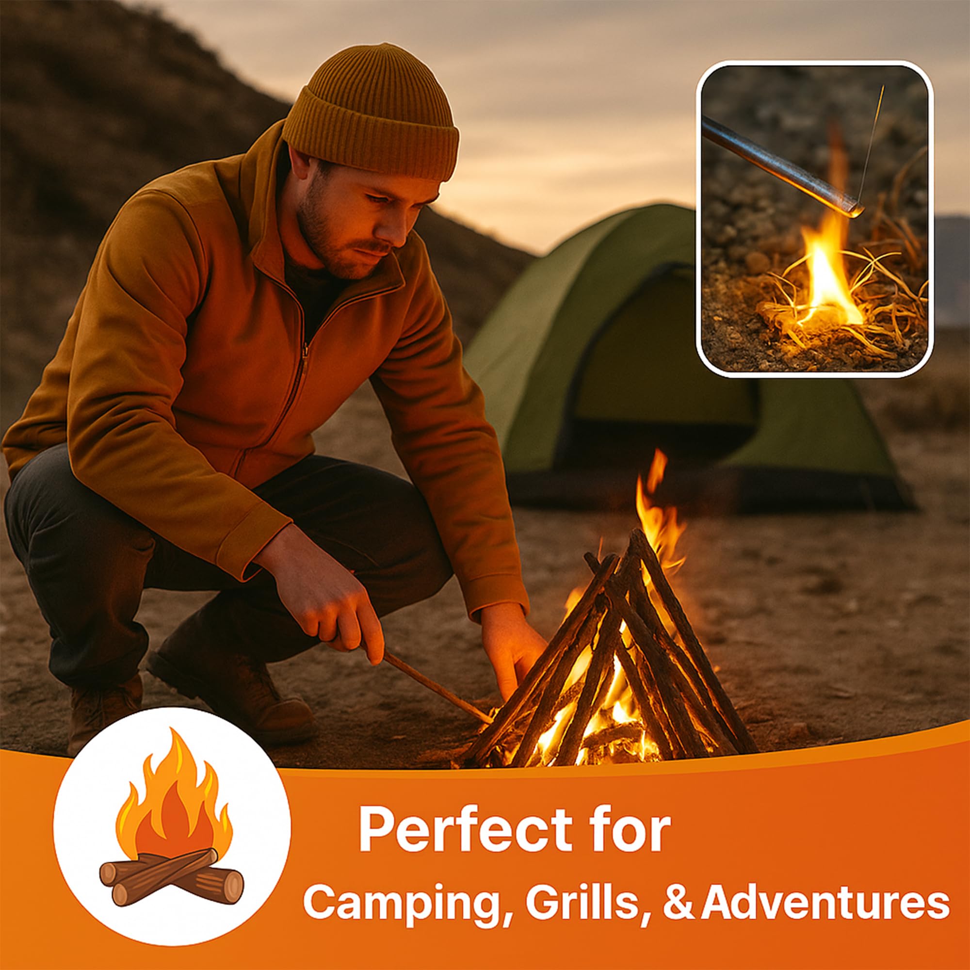 Pack dimensions of SUNLIFER fire starter, 21x18.4x12 cm